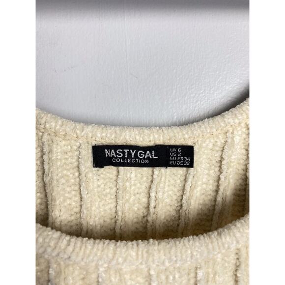Nasty Gal Fuzzy Sweater Tank Cami US 2 UK 6 White Cream - Picture 2 of 6